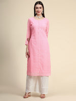 Thumbnail for Kalini Paisley Embroidered Chikankari Straight Georgette Kurta - Distacart