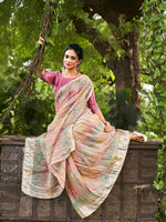 Thumbnail for Tikhi Imli Peach Tie and Dye Gotta Patti Organza Saree - Distacart