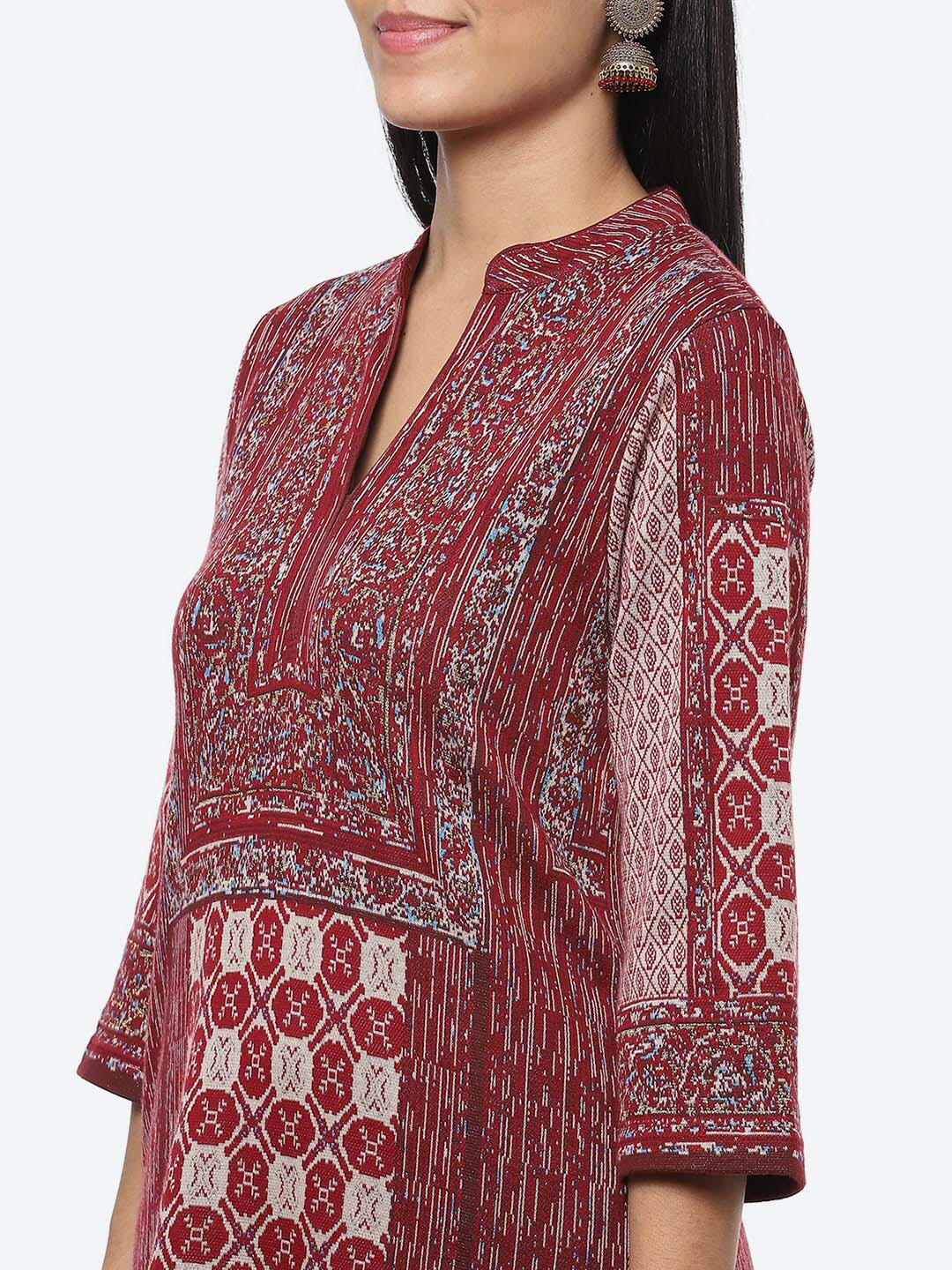 Biba Women Maroon Printed Straight Kurta - Distacart