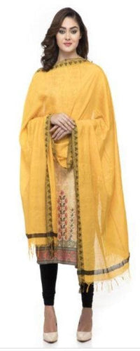 Thumbnail for A R Silk Women's Cotton Self Design Yellow Regular Dupatta