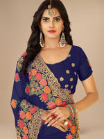 Thumbnail for Kalini Floral Embroidered Pure Georgette Saree - Distacart