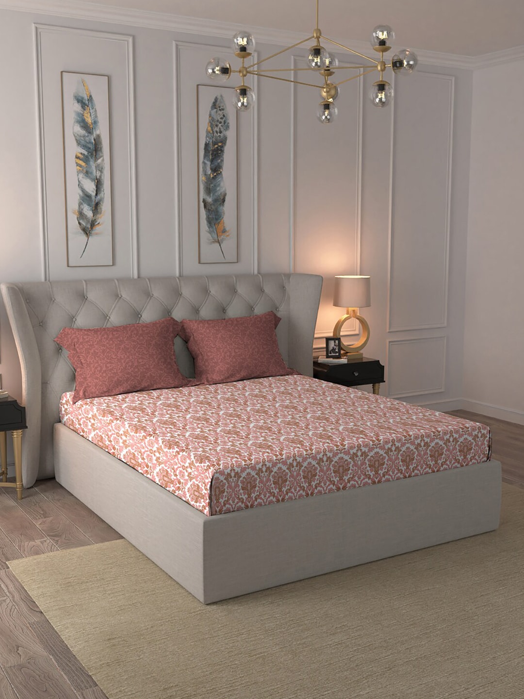 MYTRIDENT Comfort Living Maroon Pure Cotton 120 TC Queen Bedsheet with 2 Pillow Covers - Distacart