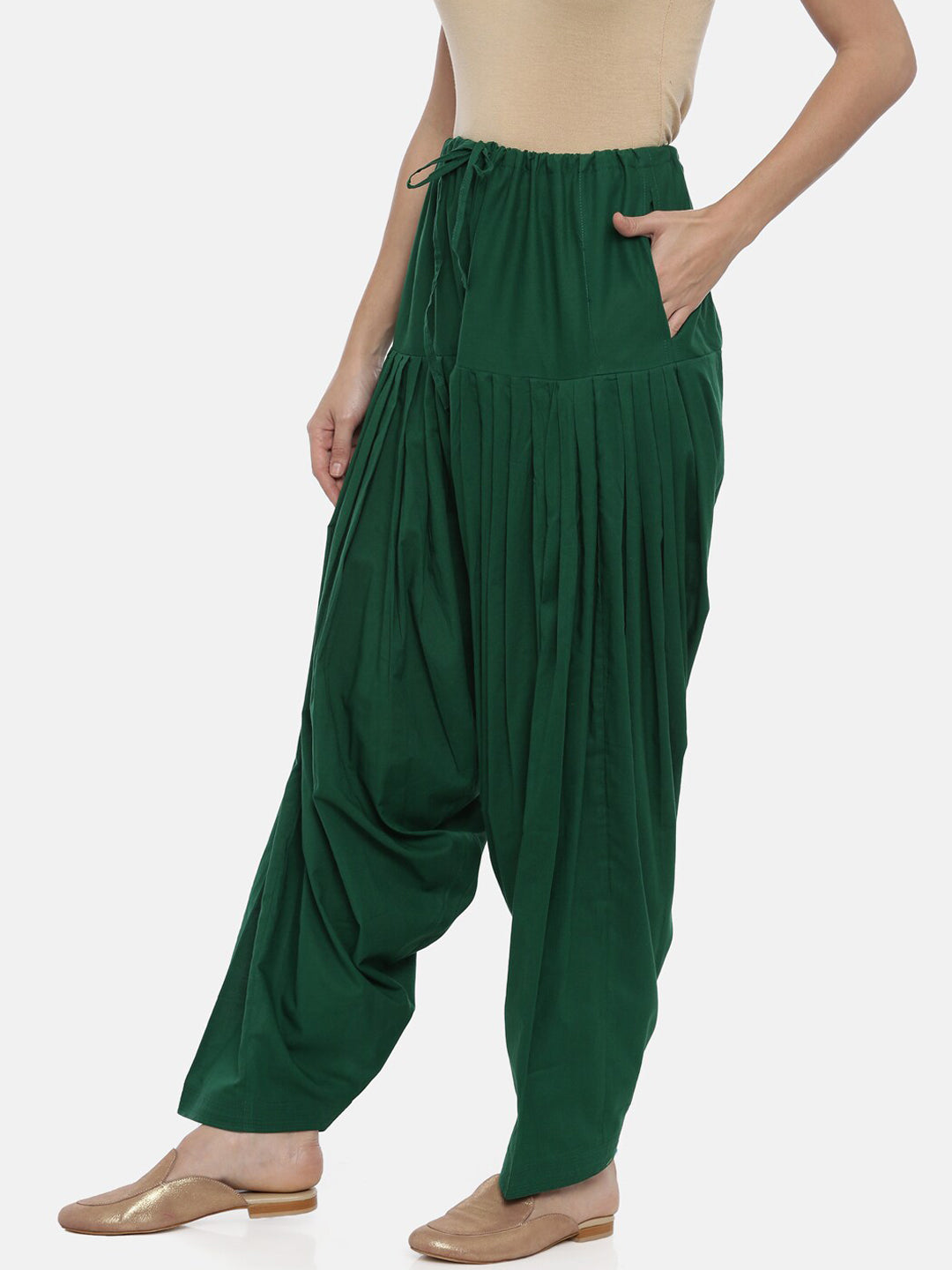 Souchii Women Green Pure Cotton Patiala - Distacart