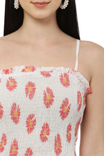 Thumbnail for PAVONINE White Color Flower Printed Lace Bottom Dress For Women - Distacart