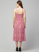 Thumbnail for PAVONINE Peach Color Printed Shoulder Strap Dress For Women - Distacart