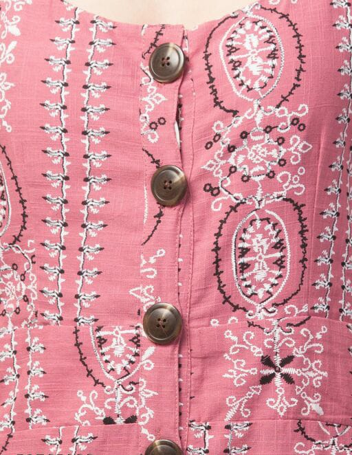 PAVONINE Peach Color Printed Shoulder Strap Dress For Women - Distacart