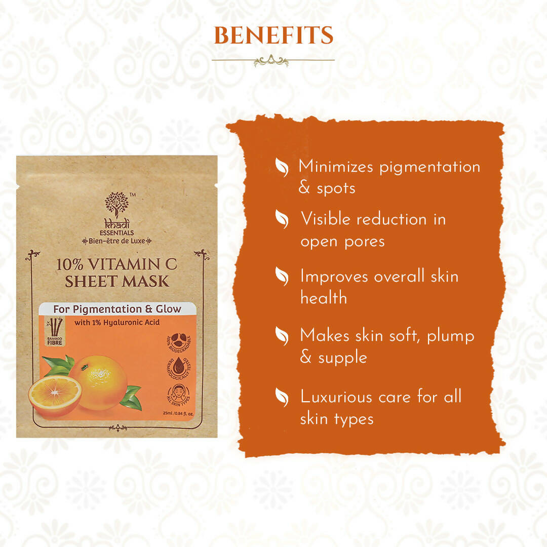 Khadi Essentials 10% Vitamin C Sheet Mask - Distacart