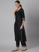 Thumbnail for Khushal K Women Black Solid Kurta with Palazzos & Dupatta - Distacart