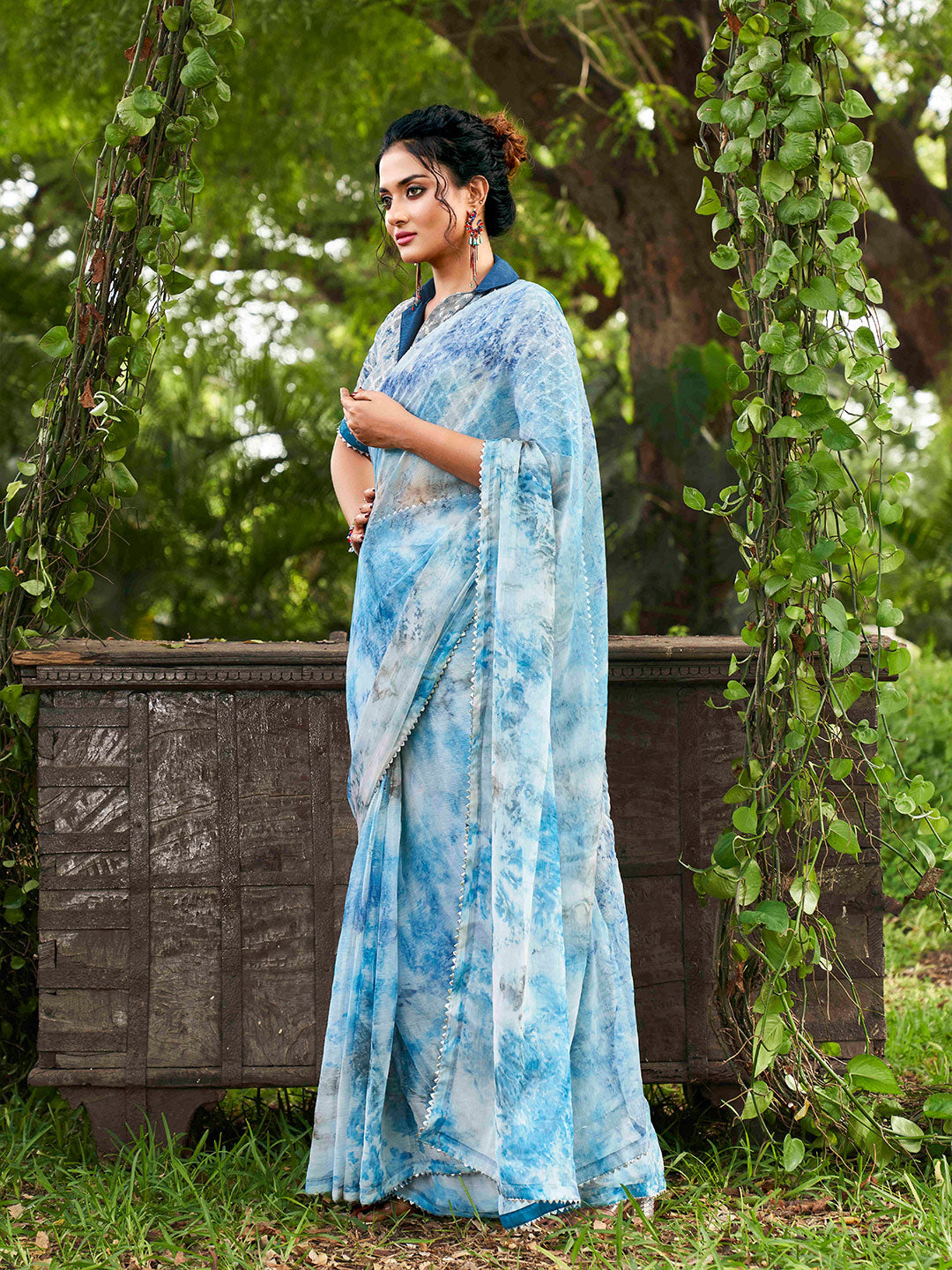 Tikhi Imli Tie and Dye Chiffon Saree - Distacart