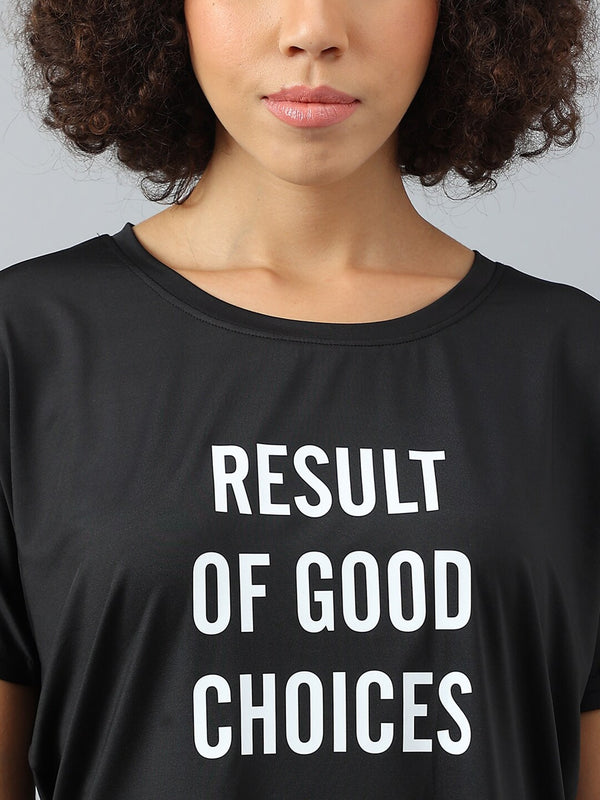 MKH Women Typography Printed Dri-FIT Sports T-shirt - Distacart