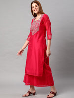 Thumbnail for Kalini Women Thread Work Kurta with Palazzos & With Dupatta - Distacart