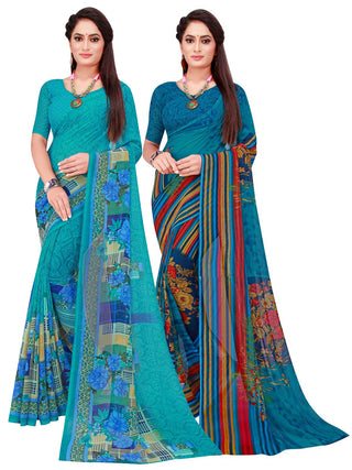 Kalini Pack of 2 Pure Georgette Sarees - Distacart