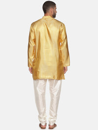 Thumbnail for Sethukrishna Men Gold-Toned & White Kurta with Churidar - Distacart