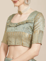Thumbnail for Kalini Green & Golden Solid Woven Design Saree - Distacart
