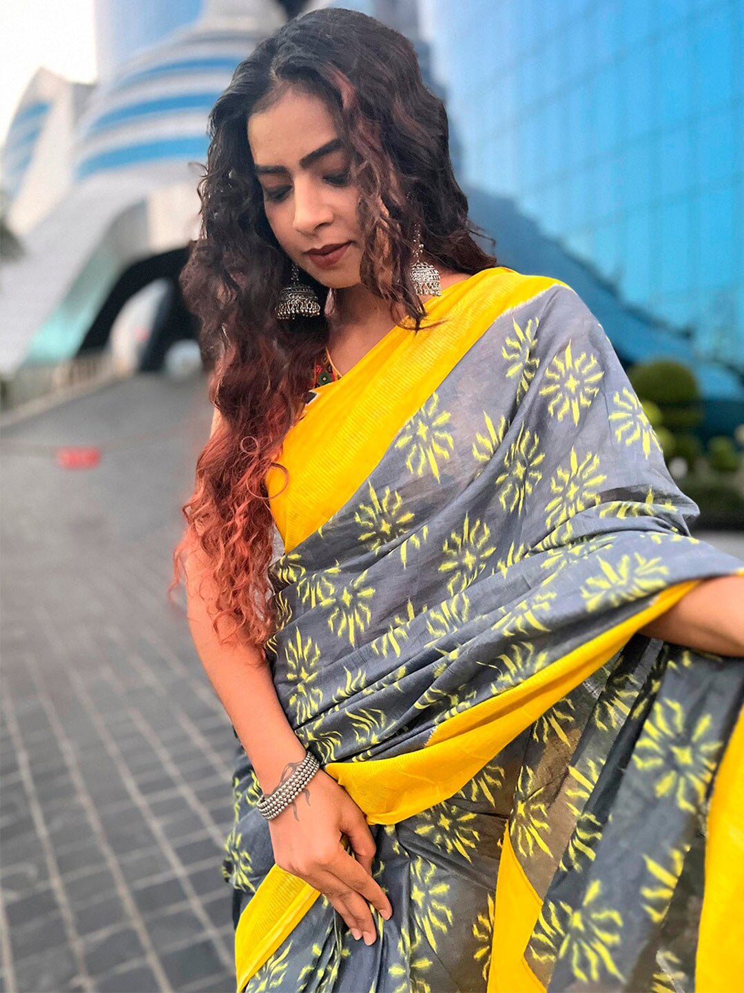 Kalini Ethnic Motifs Printed Pure Cotton Bagh Saree - Distacart