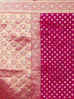 Thumbnail for Mitera Pink & Gold-Toned Silk Blend Woven Design Kanjeevaram Saree - Distacart