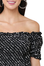 Thumbnail for PAVONINE Black Color Polka Dot Net Kansai Dress For Women - Distacart