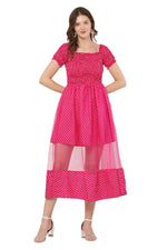 Thumbnail for PAVONINE Rani Color Polka Dot Net Kansai Dress For Women - Distacart