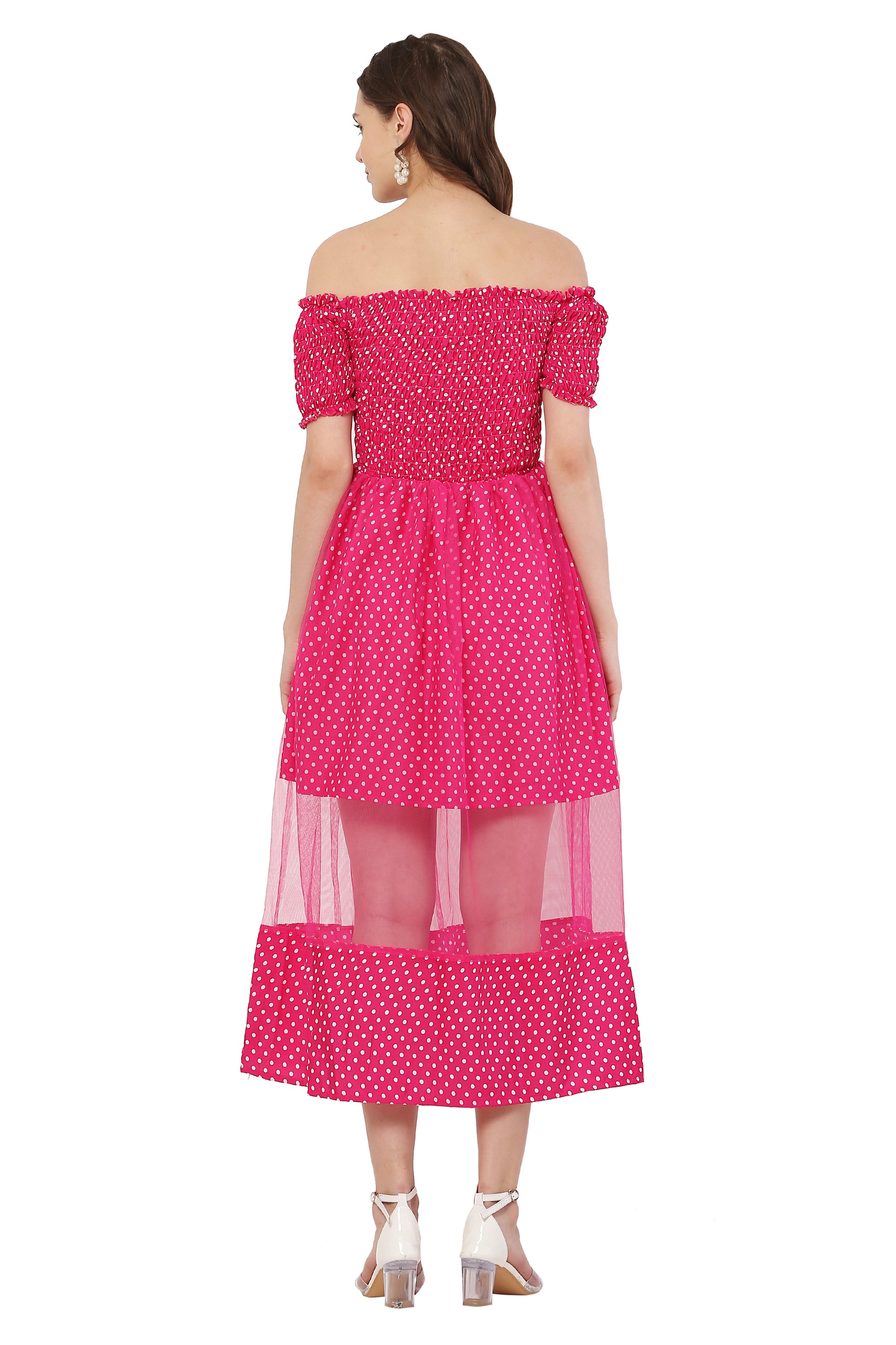 PAVONINE Rani Color Polka Dot Net Kansai Dress For Women - Distacart