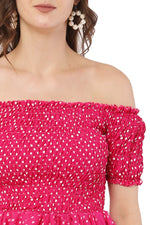 Thumbnail for PAVONINE Rani Color Polka Dot Net Kansai Dress For Women - Distacart