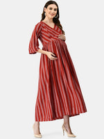Thumbnail for Kalini Ethnic Motifs Flared Sleeves Maternity Anarkali Kurta - Distacart