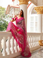 Thumbnail for Tikhi Imli Embellished Beads and Stones Net Heavy Work Saree - Distacart