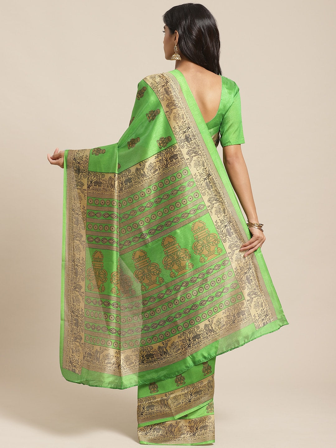 Saree Mall Green & Beige Printed Saree - Distacart