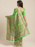 Thumbnail for Saree Mall Green & Beige Printed Saree - Distacart
