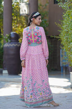 Thumbnail for Juniper Womens Pink Cambric Floral Printed Tiered Maxi Dress - Distacart