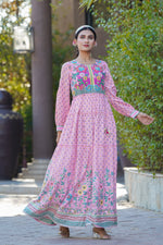 Thumbnail for Juniper Womens Pink Cambric Floral Printed Tiered Maxi Dress - Distacart