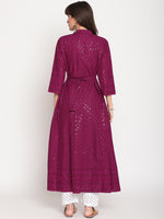 Thumbnail for Kalini Women Ethnic Motifs Embroidered Cotton Anarkali Kurta - Distacart