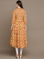 Thumbnail for HERE&NOW Ethnic Motifs Printed Shirt Collar Pure Cotton Anarkali Kurta - Distacart
