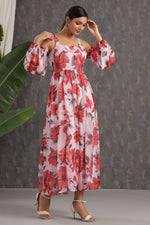 Thumbnail for Juniper Women's Lightpink Chiffon Printed Flared Dress - Distacart