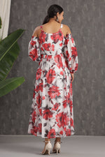 Thumbnail for Juniper Women's White Chiffon Printed Flared Dress - Distacart