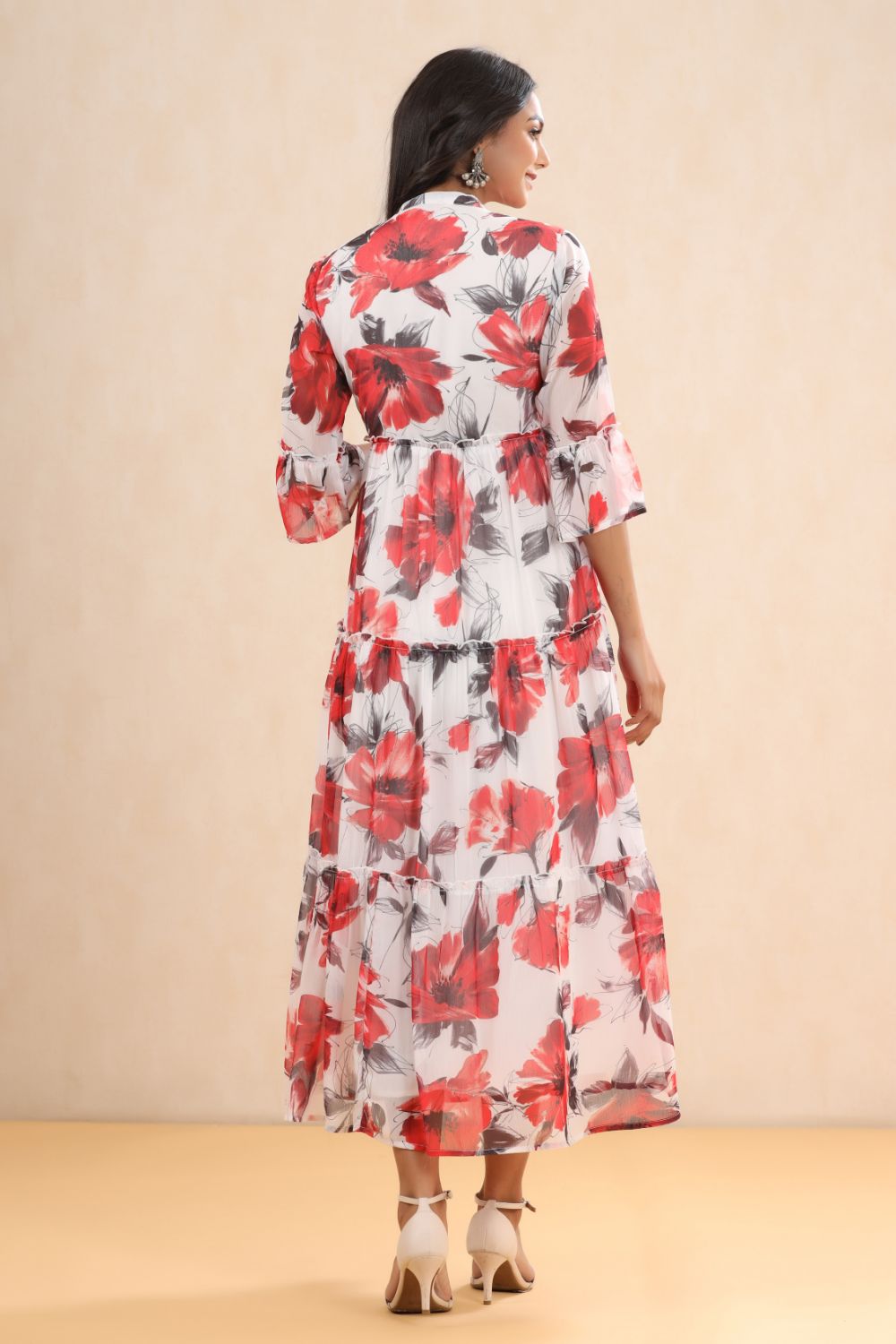 Juniper Womens White Chiffon Floral Printed Tiered Dress - Distacart