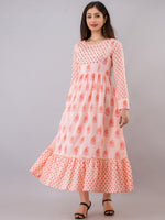 Thumbnail for Kalini Women Peach-Coloured Ethnic Motifs Printed Kurta - Distacart