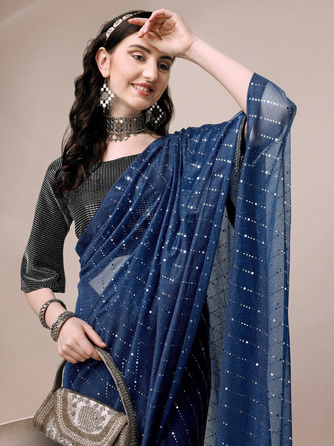 Kalini Embellished Sequinned Pure Silk Saree - Distacart