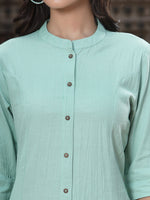 Thumbnail for Juniper Women`s Green Cotton Flex Solid A-Line Kurta - Distacart