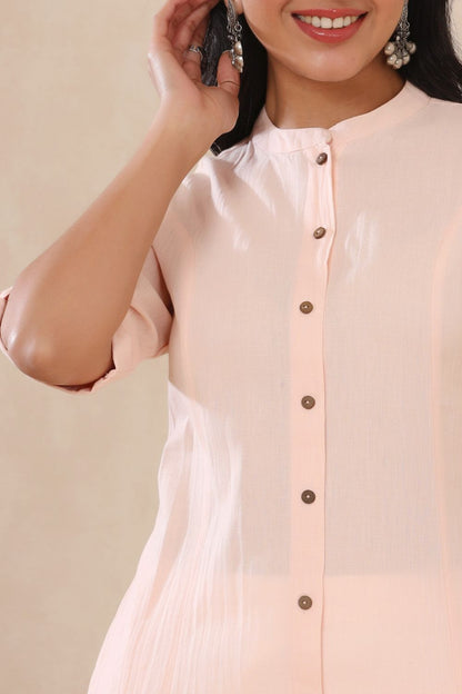 Juniper Womens Peach Cotton Flex Solid A-Line Kurta - Distacart