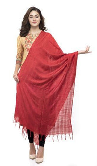 Thumbnail for A R Silk Women's Cotton Self Design Red Regular Dupatta