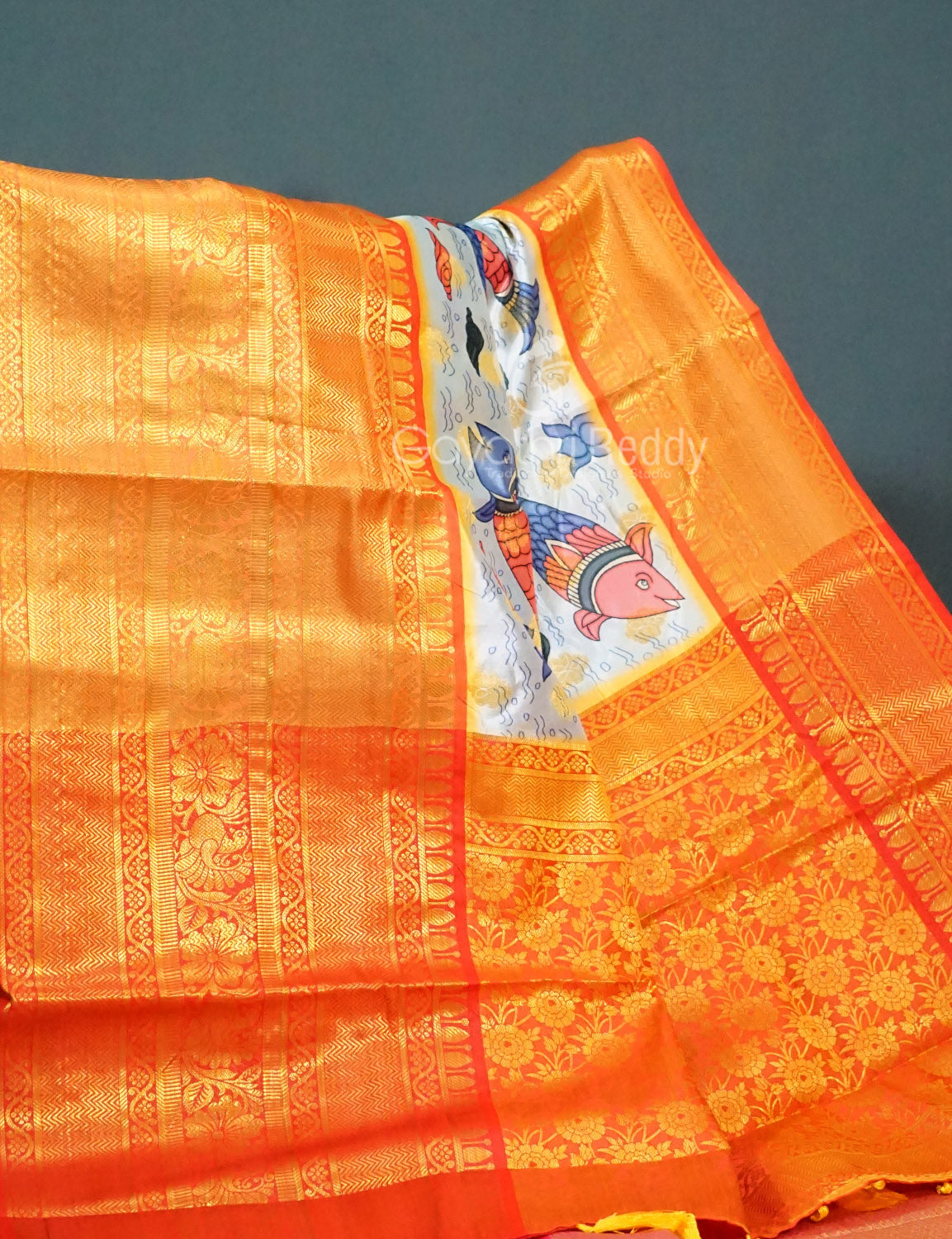 Shades of Sky Blue Colour Floral Design Banaras Semi Silk Saree By Gayathri Reddy Designer Studio - Distacart