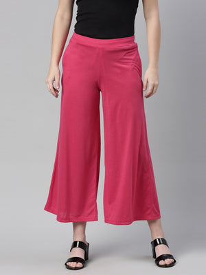 Souchii Pink Knitted Ethnic Palazzos - Distacart