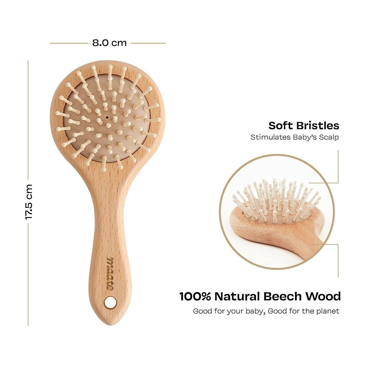 Maate Baby Wooden Comb Gift Box | Baby Wooden Hair Brush - Distacart