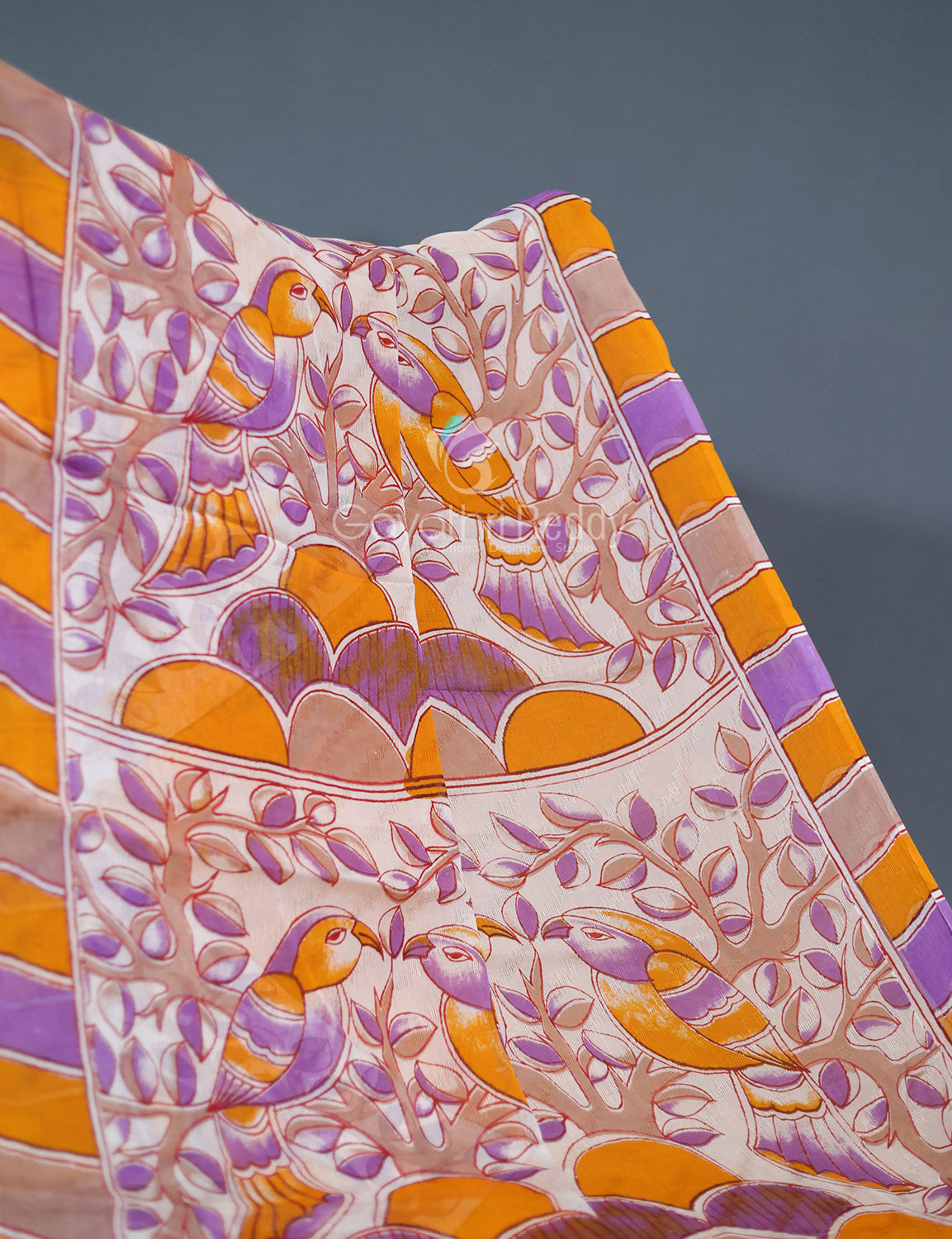 Shades Of Orange With Off-White Colour Leheriya Georgette Saree By Gayathri Reddy Designer Studio - Distacart