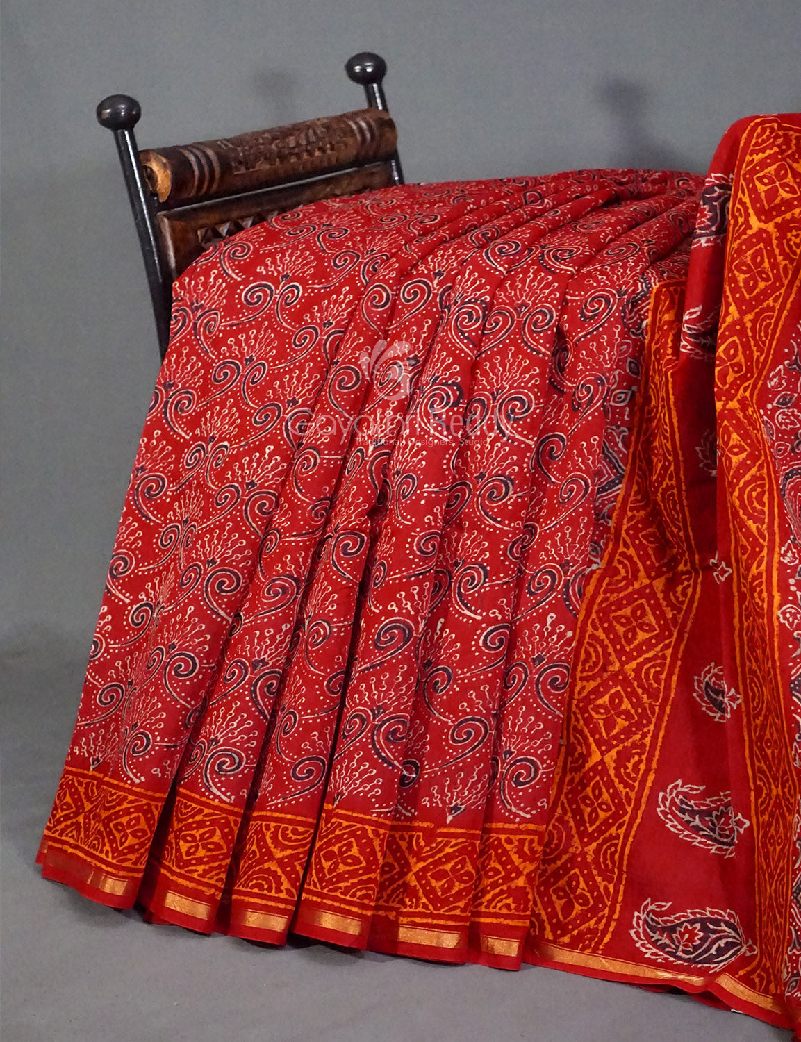 Shades of Red Chanderi Print Saree By Gayathri Reddy Designer Studio - Distacart