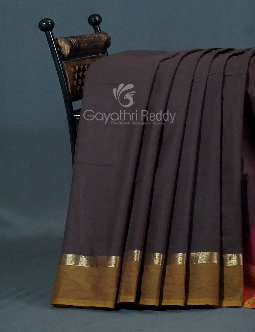 Dual Shades of Brown Pure Mangalgiri Cotton By Gayathri Reddy Designer Studio - Distacart