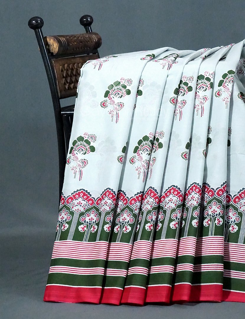 Block Print Light Pista Coloured Mulmul Cotton Saree By Gayathri Reddy Designer Studio - Distacart