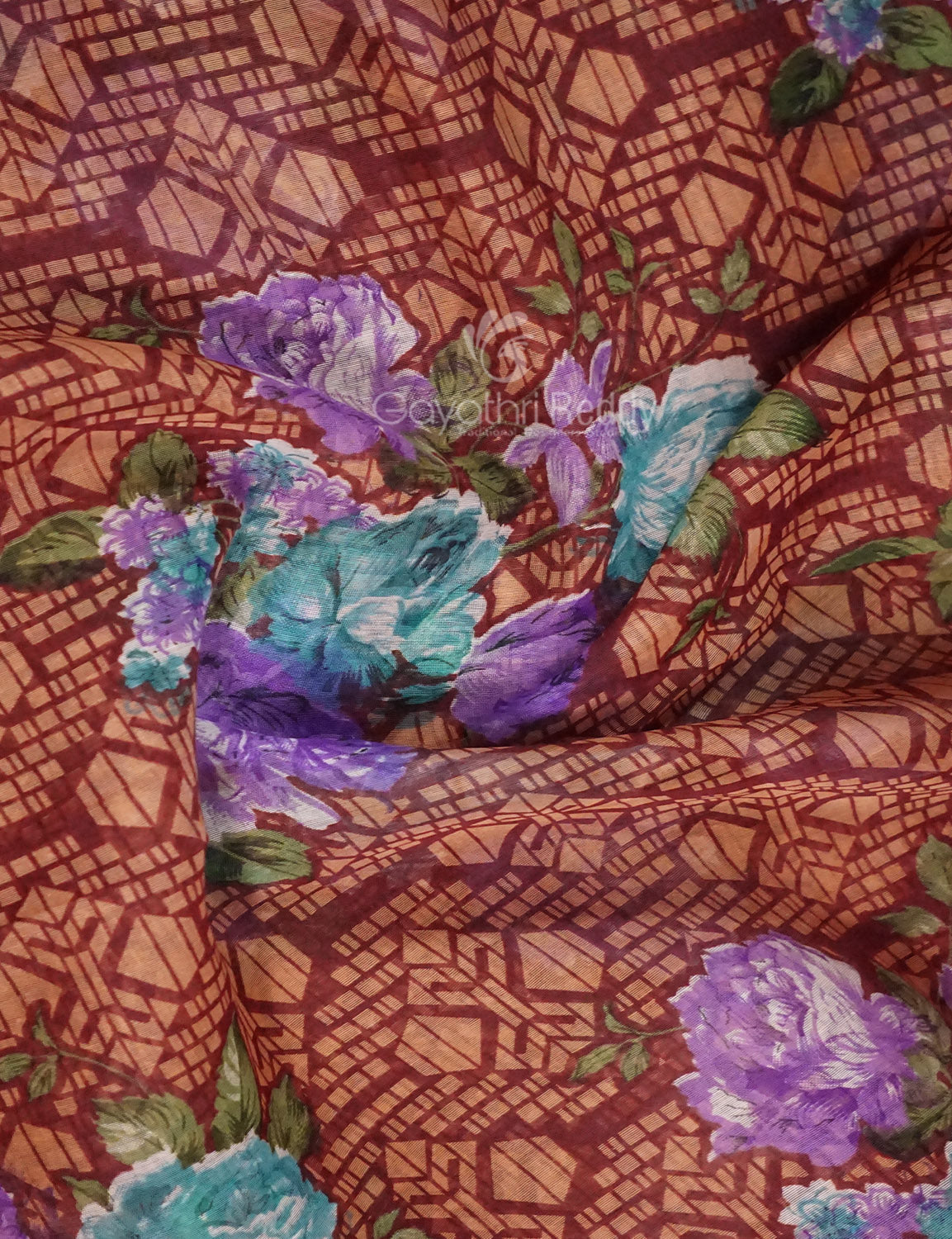 Shades of Maroon Colour Floral Design Semi Chanderi Saree By Gayathri Reddy Designer Studio - Distacart