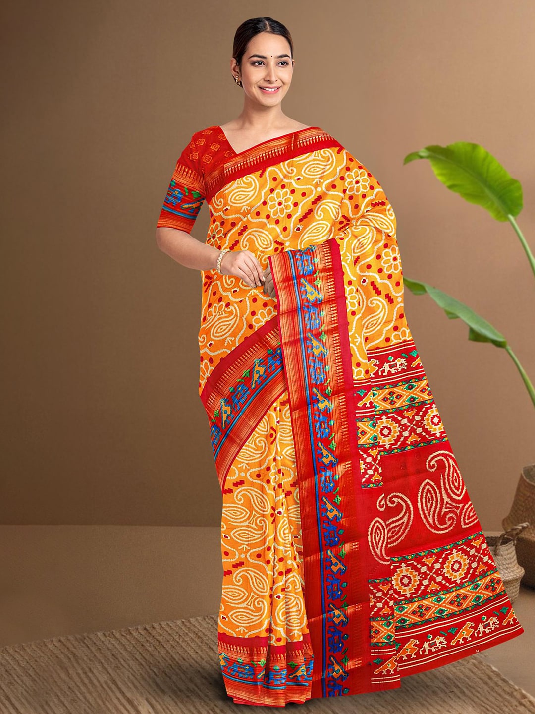 Kalamandir Ethnic Motifs Printed Silk Blend Saree - Distacart
