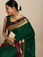 Thumbnail for Saree Mall Green & Maroon Zari Silk Blend Uppada Sarees - Distacart